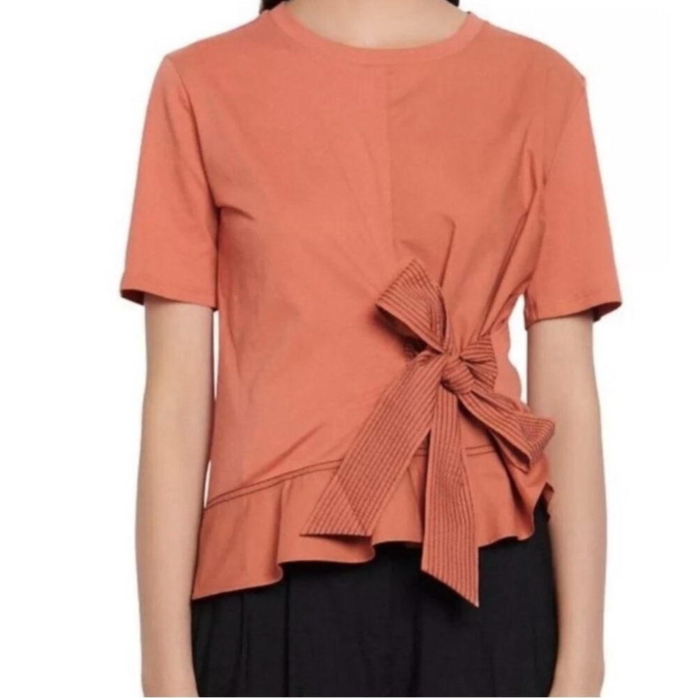 Sandro Women's Rust Top With Bow Detail Size 1